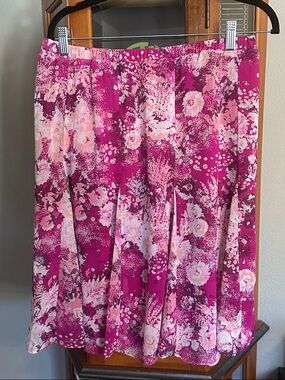 Laura Scott Fuchsia Pink Floral A-Line Skirt